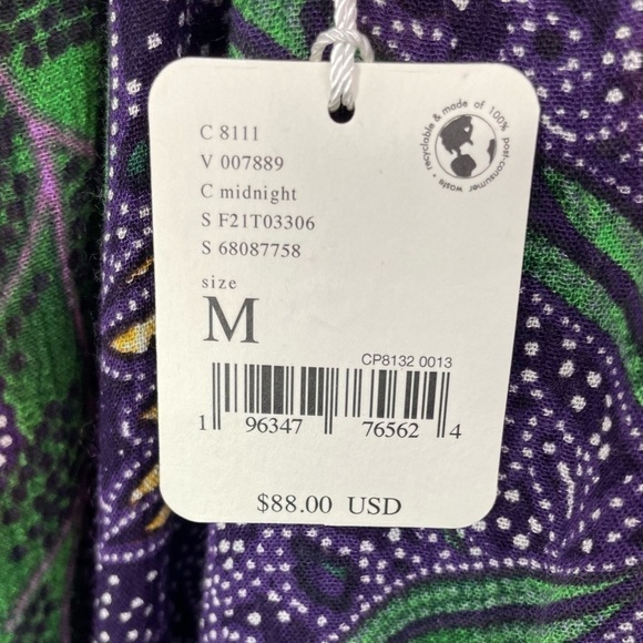 Free People One Suki Smocked Off Shoulder Purple Floral Blouse NWT - Picture 8 of 11